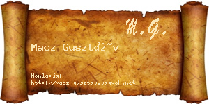 Macz Gusztáv névjegykártya